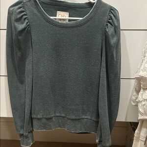 Cha Sor Puff Sleeve Long Sleeve Sweatshirt in green